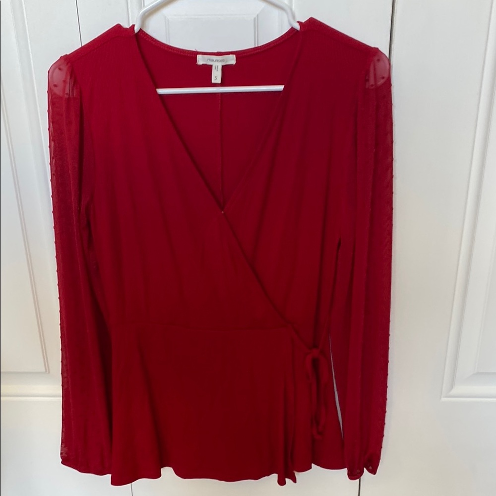 Maurice’s Elegant Red Wrap Top